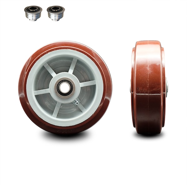 SCC - 6" Poly on Polyolefin Wheel Only w/Ball Bearing - 1/2" Bore - 750 lbs Cpty